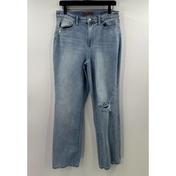 Judy Blue Light Wash High Rise Straight Jean Distressed Size 30 - Picture 1 of 7
